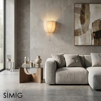 Fablune linnen wandlamp - moderne wandlamp met stoffen kap en textuur voor de woonkamer T1174