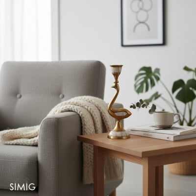 Ossik Veld Vintage Scandinavische Kandelaar - Schelpen en Koeienbotten voor een artistiek accent in huis T1189