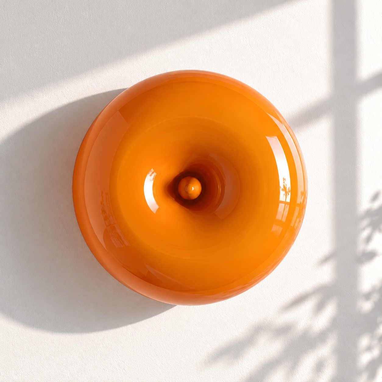 Shallow Mouth-Blown Glass Disc Light