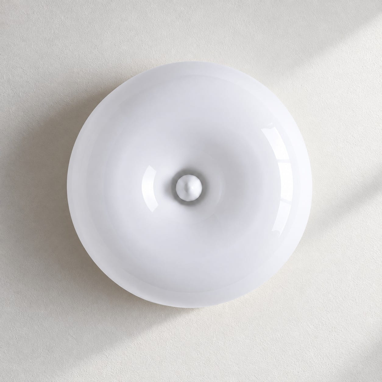 Shallow Mouth-Blown Glass Disc Light