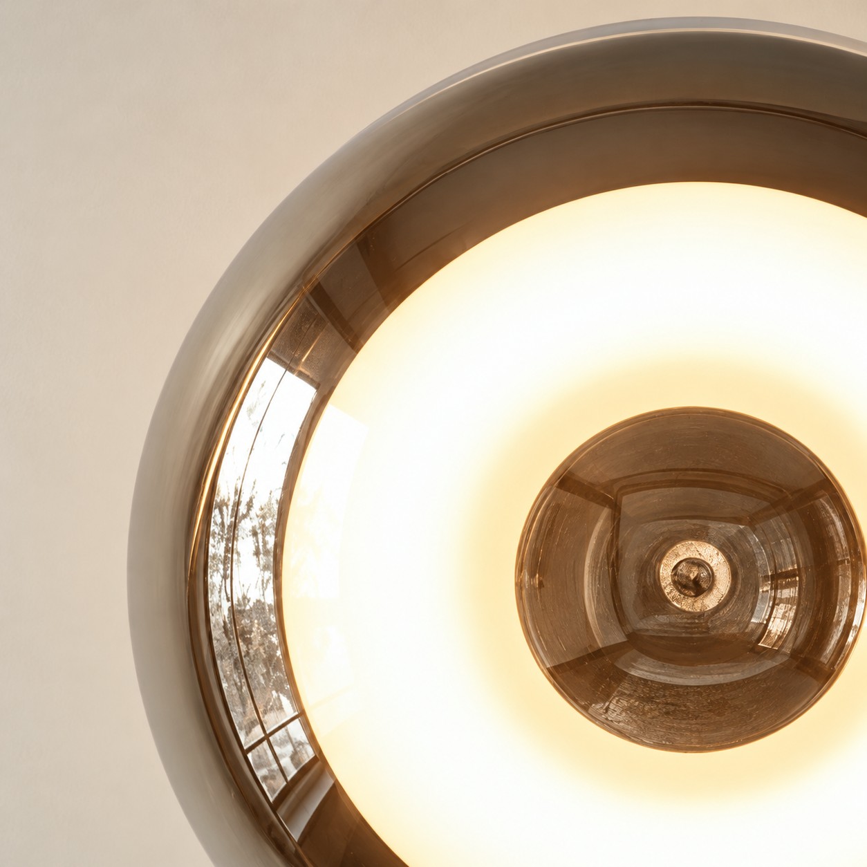 Shallow Mouth-Blown Glass Disc Light