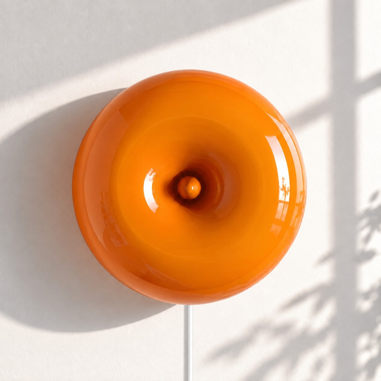 Shallow Mouth-Blown Glass Disc Light