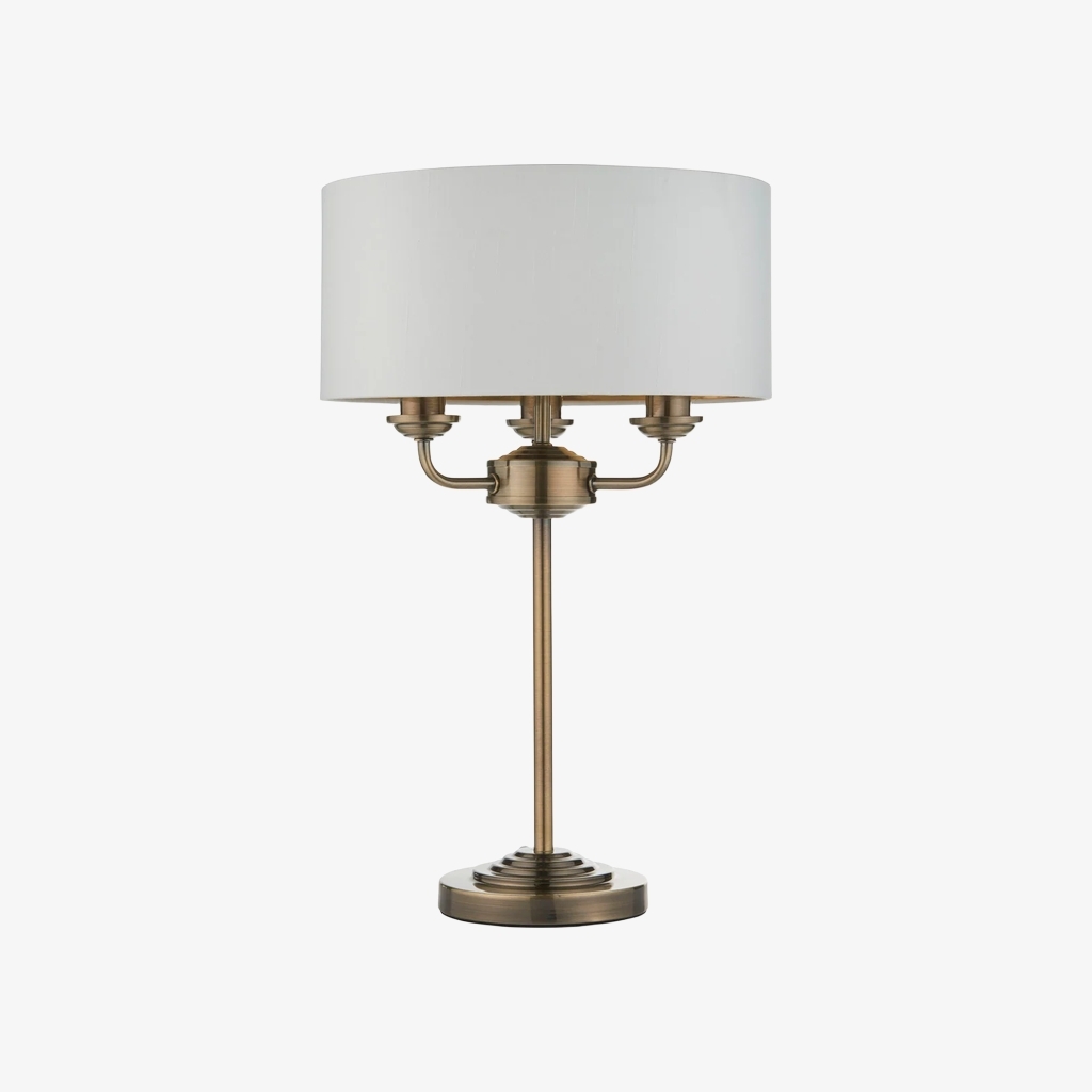 Tela 1‑Light and 3‑Light Table Lamp - Modern Linen & Metal for Bedside or Living Room T847