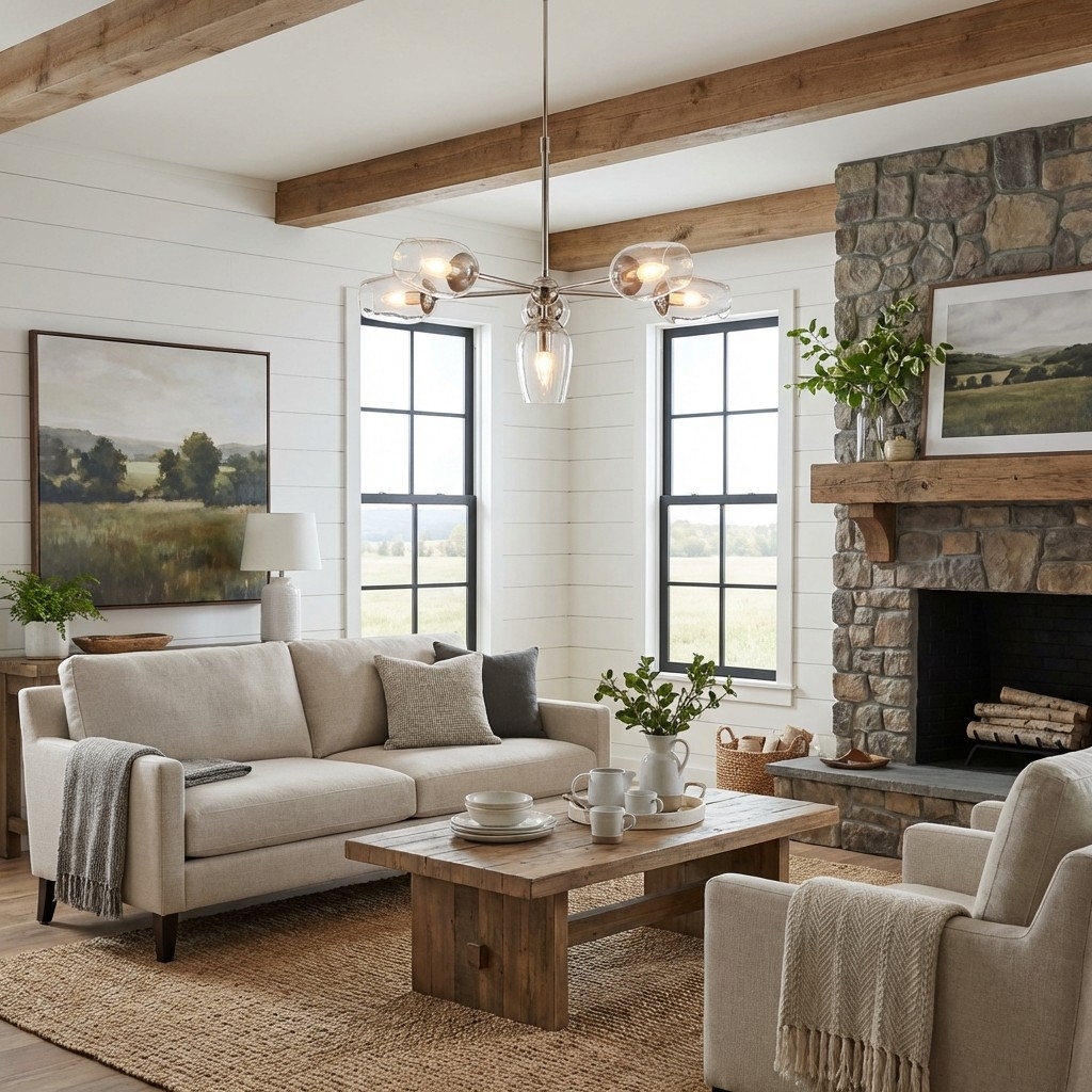 Serion Glass 6-Light Pendant Light - Modern Pendant with Clear Glass Shades for Living Room T955