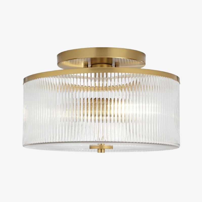 Rilona Clear Glass Drum Semi Flush Ceiling Light - Farmhouse Retro Styley U13
