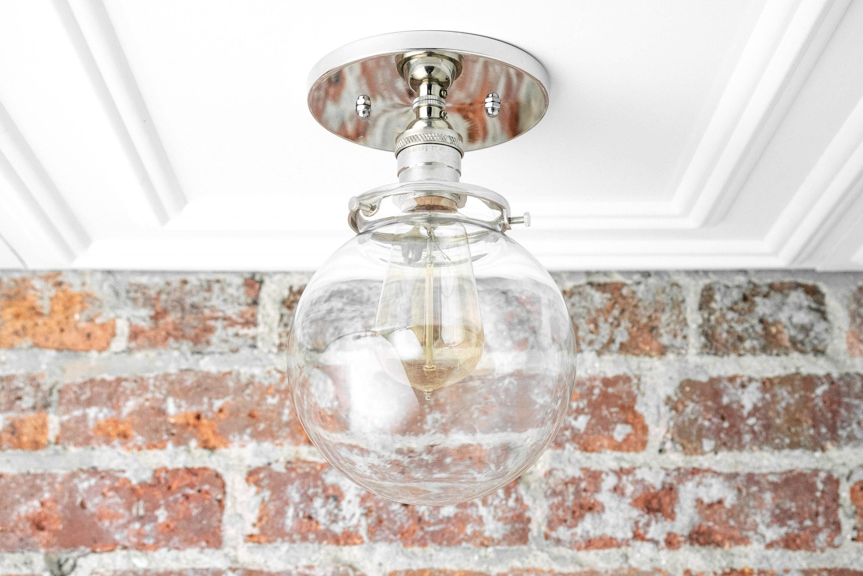 Glorica Glass Retro Globe Ceiling Light - Vintage Industrial Home Lighting T369