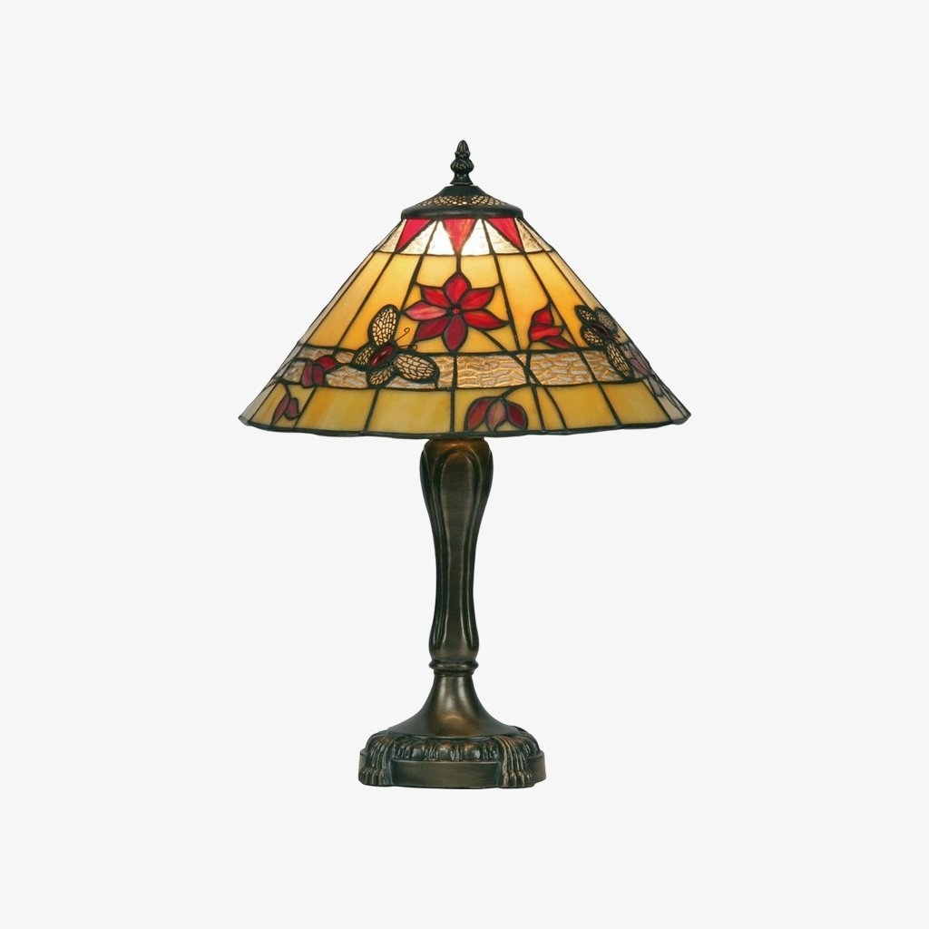 TF Butterfly Table Lamp - Hand-Cut Stained Glass Shade Table Light for Living Room and Bedroom T856
