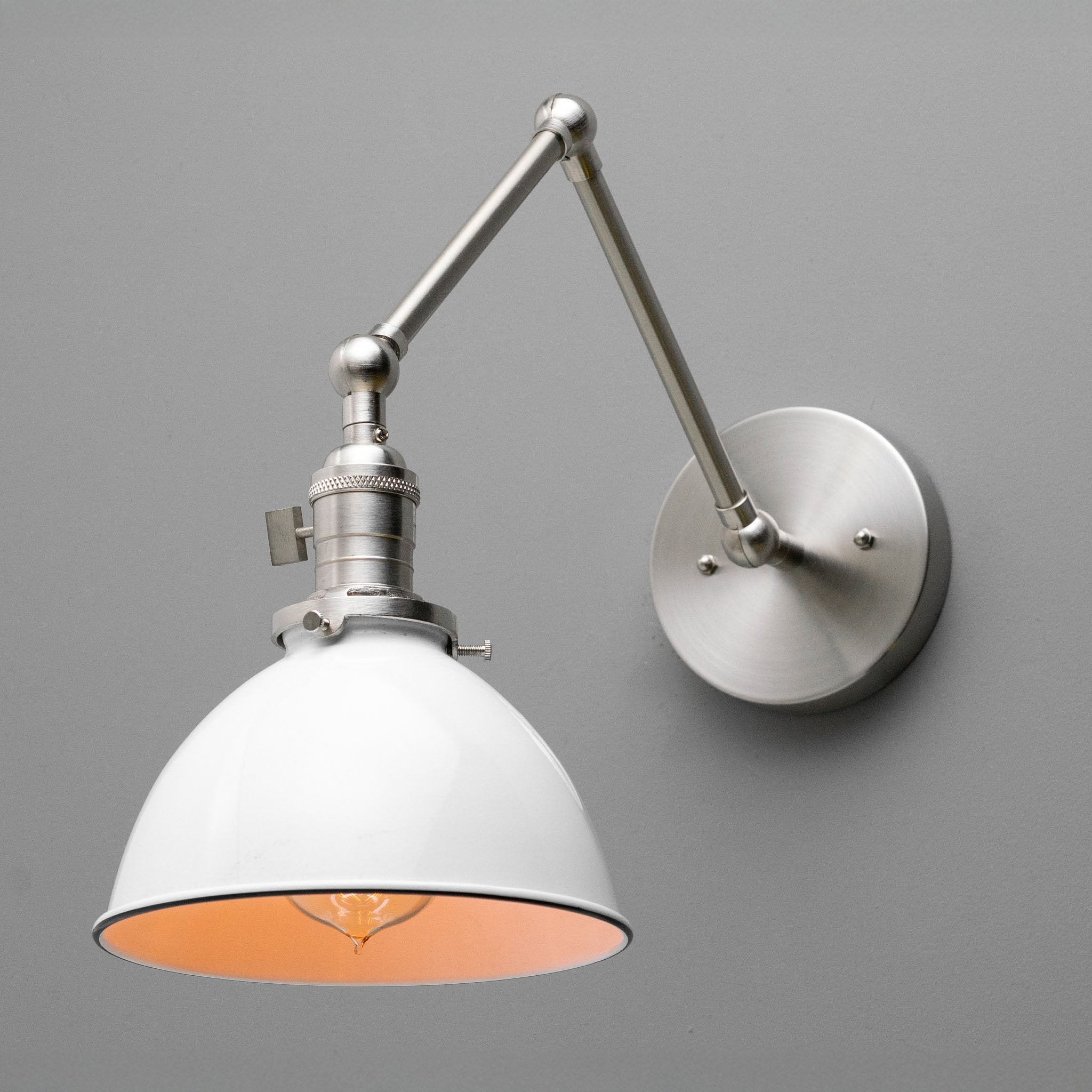 Conique Metal Vintage Industrial Swing Arm Wall Lamp - Adjustable Dome Shade for Study T313
