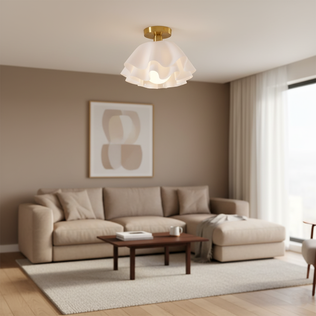Lustra Pleated Retro Brass Acrylic Ceiling Light T2183