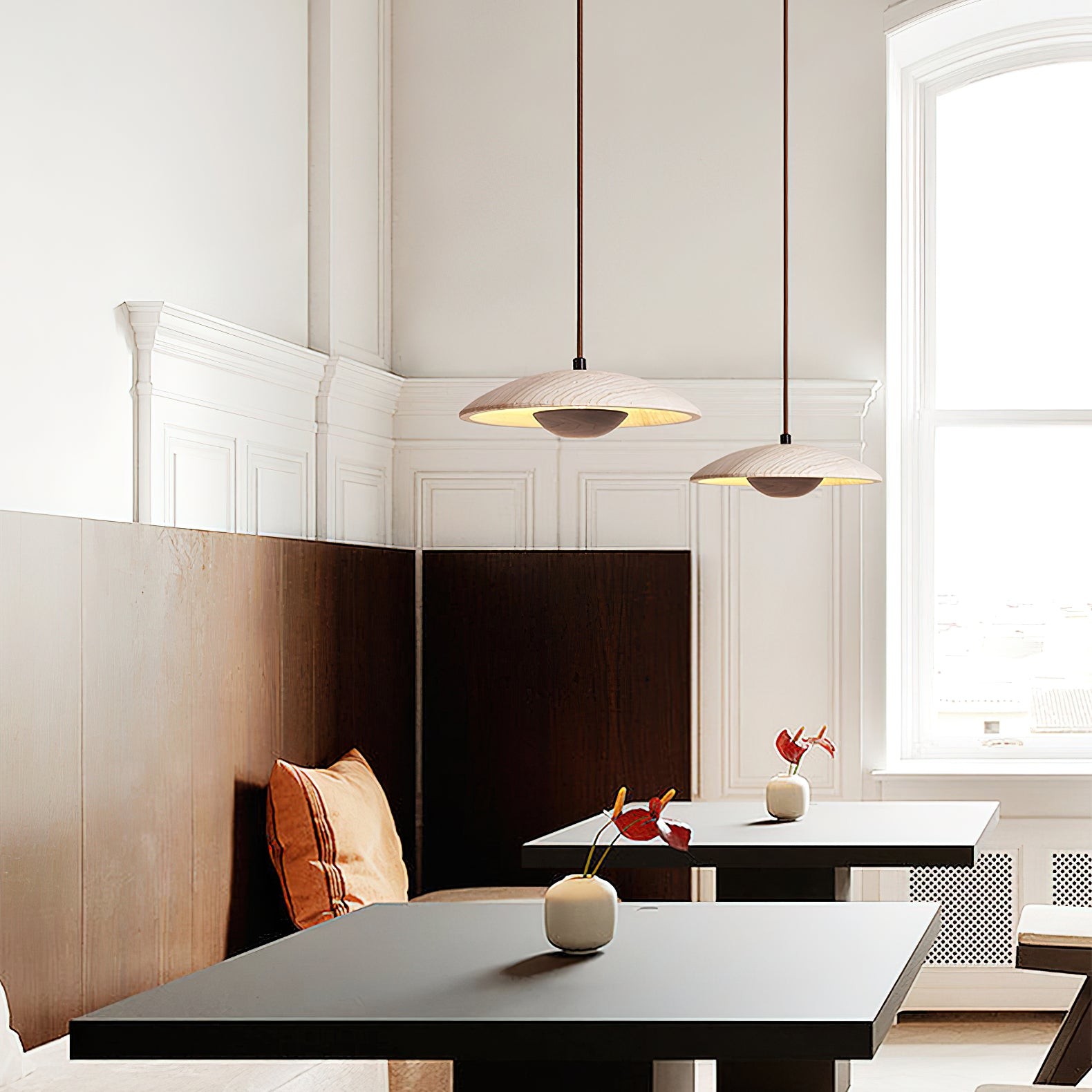 Cream Style Wood Pendant Lamp M316
