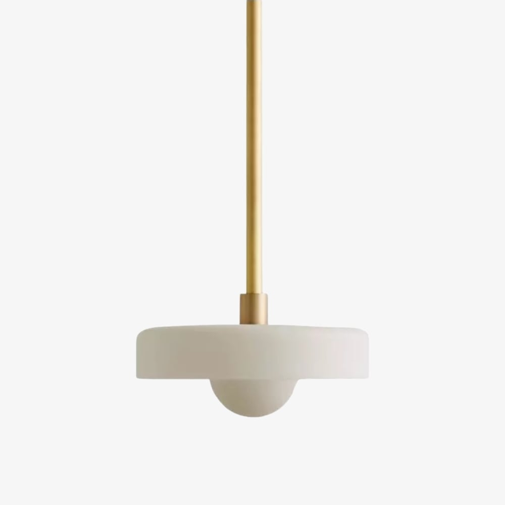 Kalo Modern Pendant Light - Sleek Metal Rod and Disc Orb Glass Design T1058