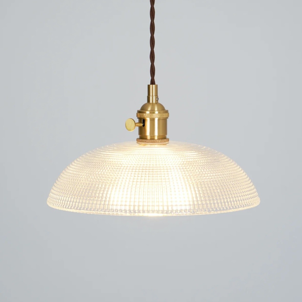 Modern Spiral Pendant Light – Textured Ribbed Glass Shade S225