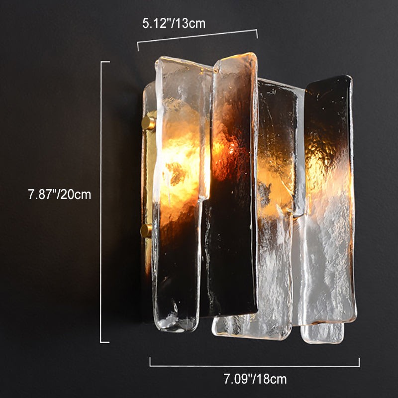 Modern Luxury Rectangle Copper Glass 1-Light Wall Sconce Lamp For Living Room T172