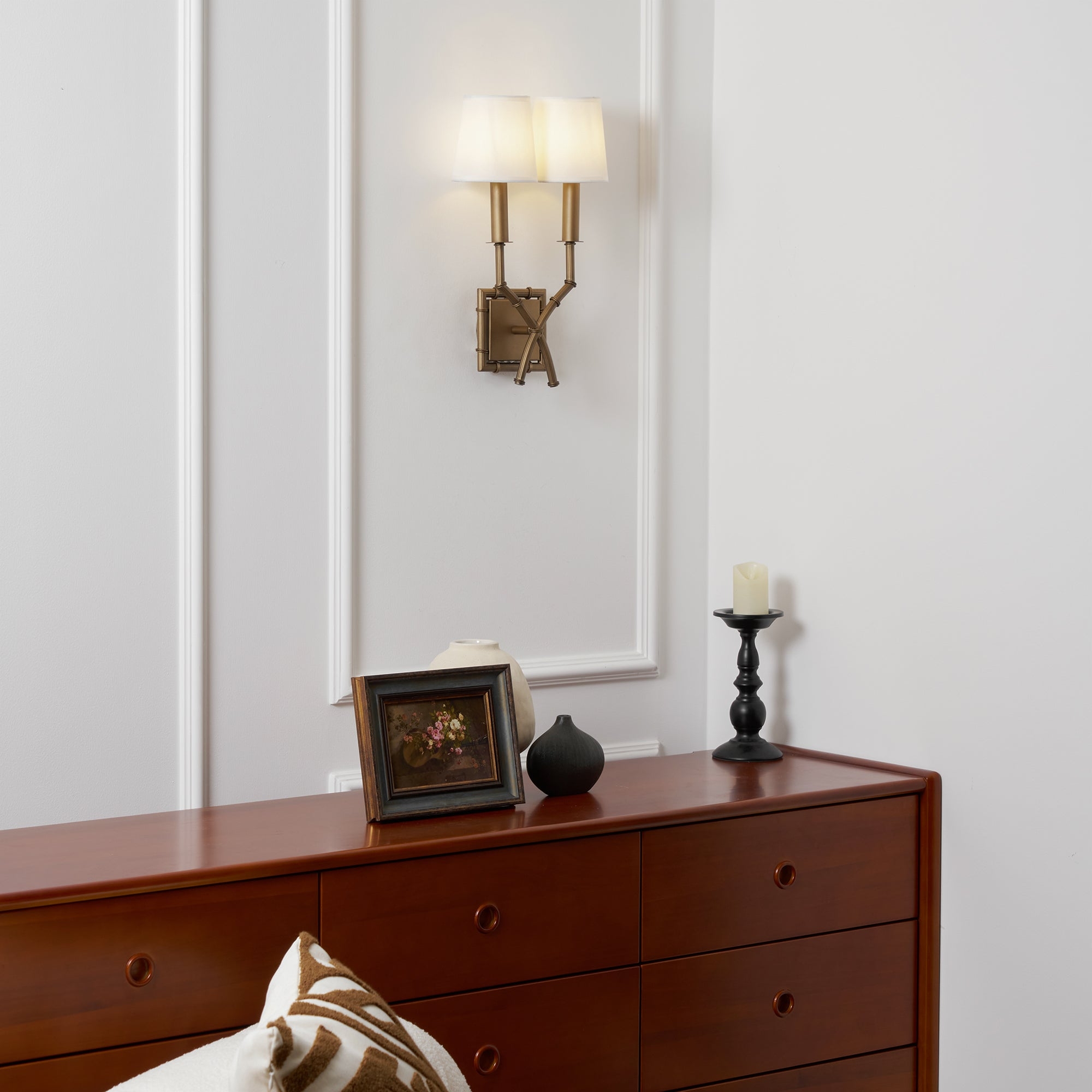 Double Arm Bamboo Sconce T1810