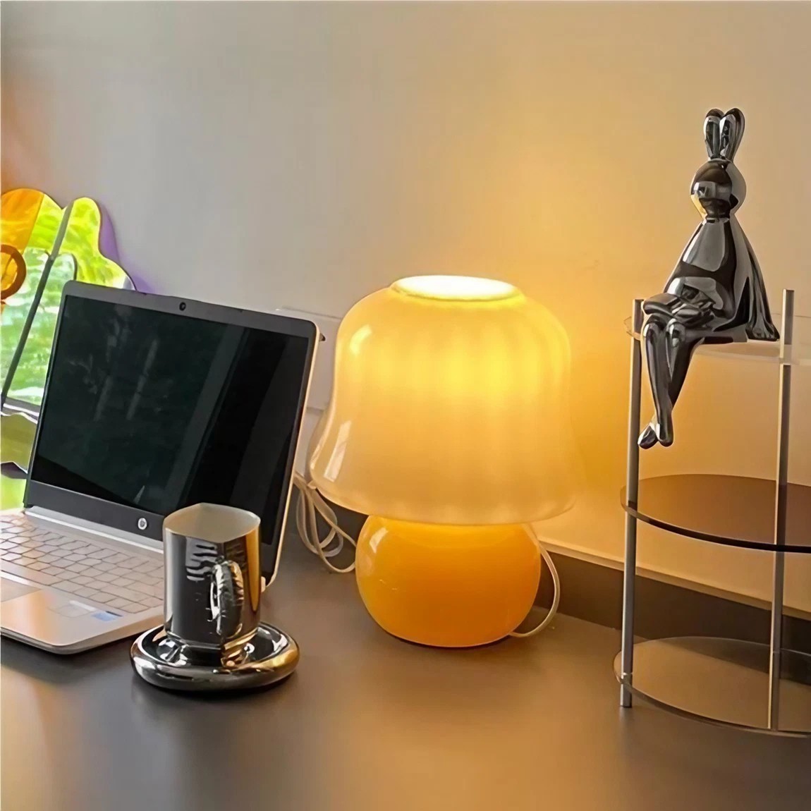 Vintage Cordless Mushroom Table Lamp