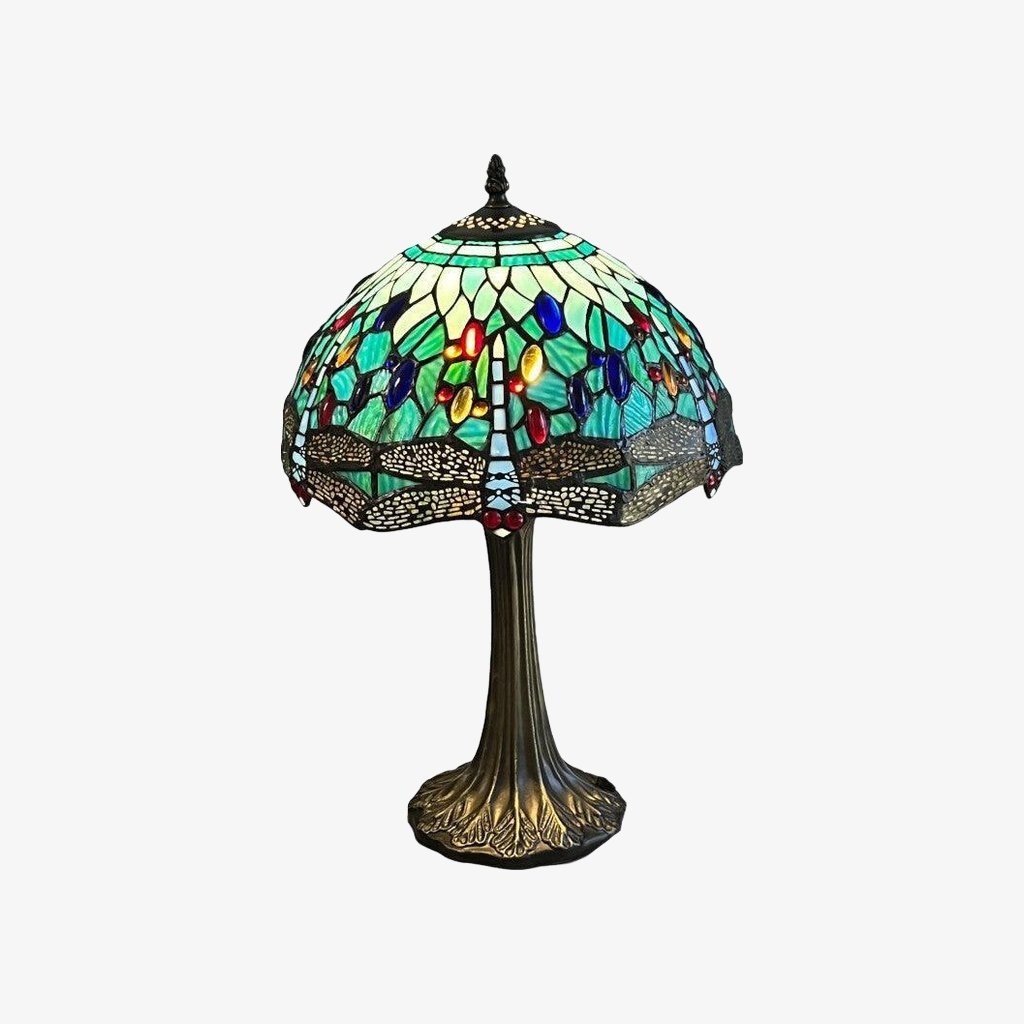 TF Dragonfly Table Lamp - Vintage Stained Glass for Living Room & Bedroom T945