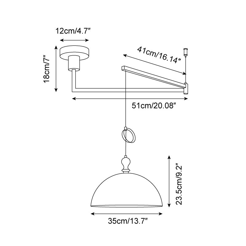 Retro Double-layer Lampshade Swing Arm Pendant Lamp P018