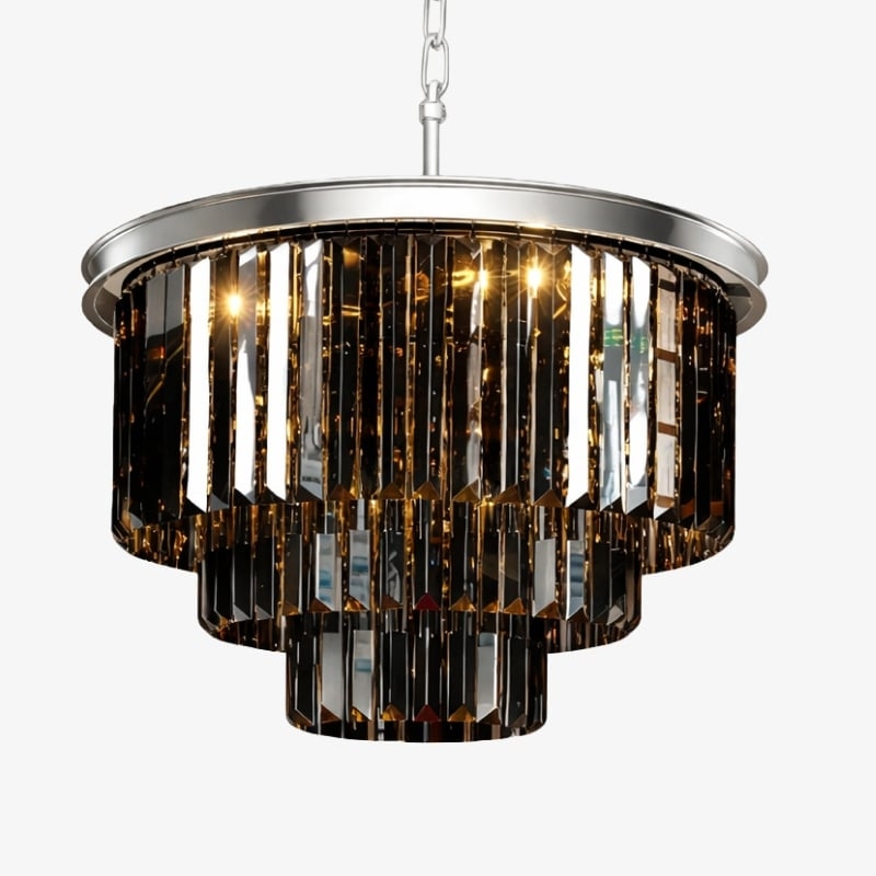 Aurevon Crystal Prism Metal Frame Modern Ceiling Chandelier for Home and Hotel T494