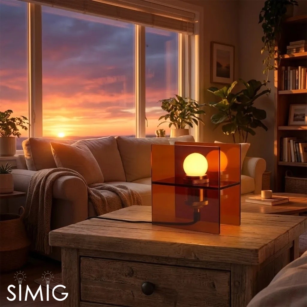 Afterglow Sunset Ocean Horizon Table Lamp - Modern Acrylic for Bedroom and Living Room S258