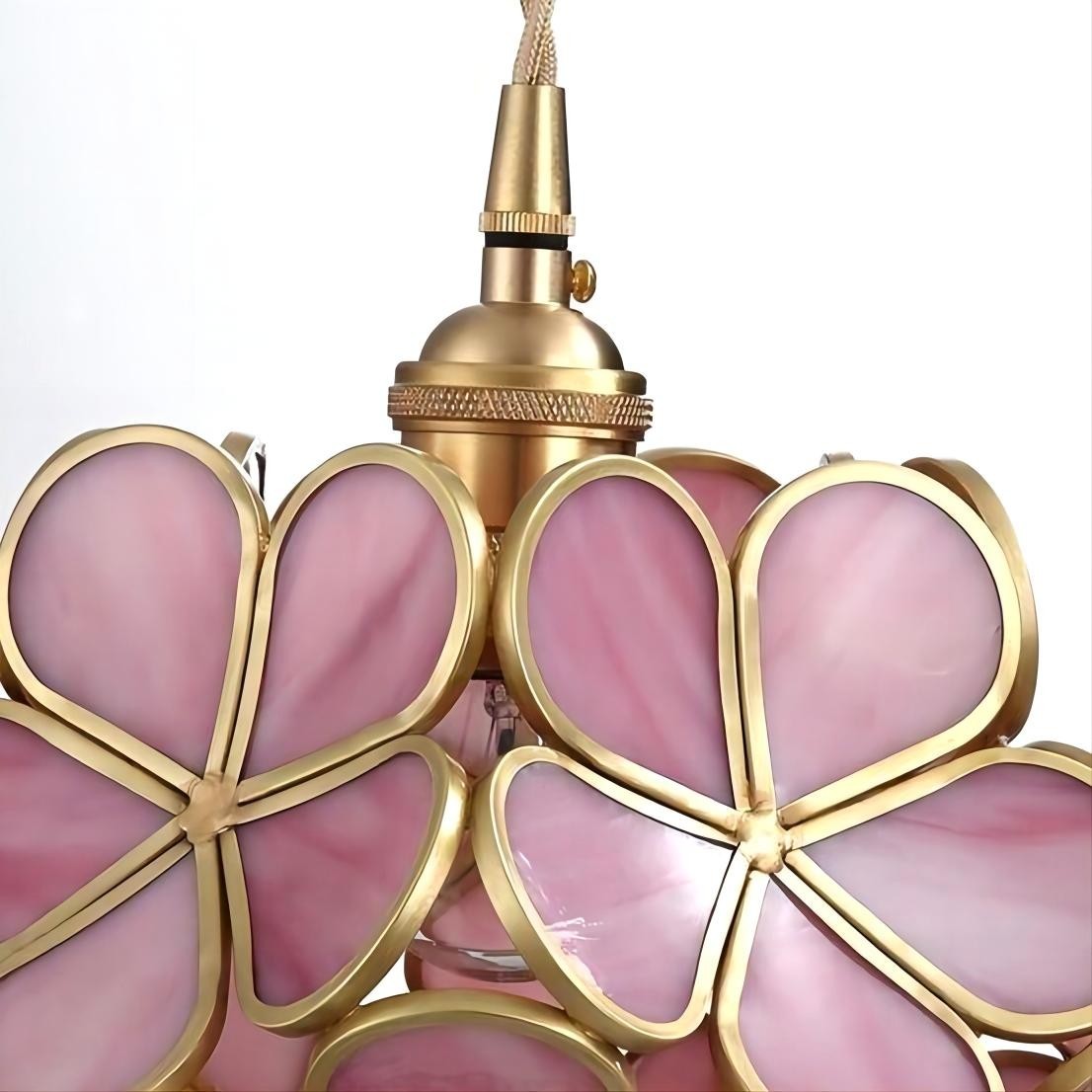 Nordic Brass Flower Petal Glass Pendant Light S10