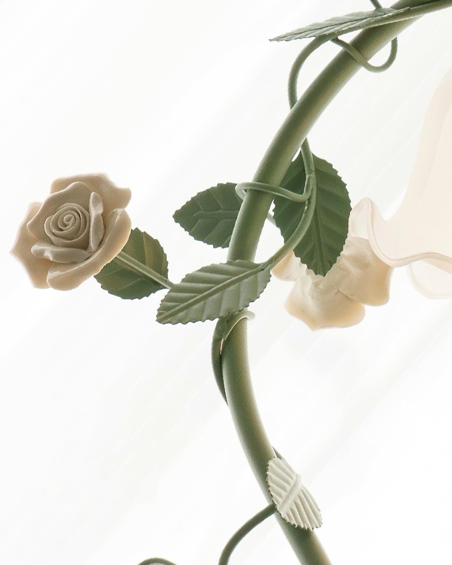 Green Pink White Rose Flower Table Lamp M107
