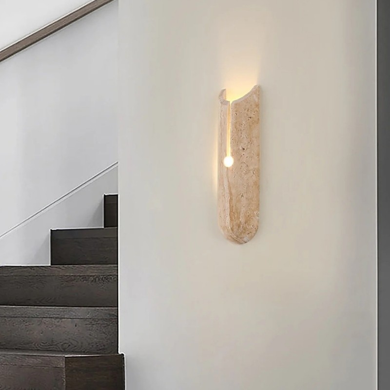 Cylindrical Y-Shaped Travertine Wall Lamp - Warm LED Light for Modern Homes S321