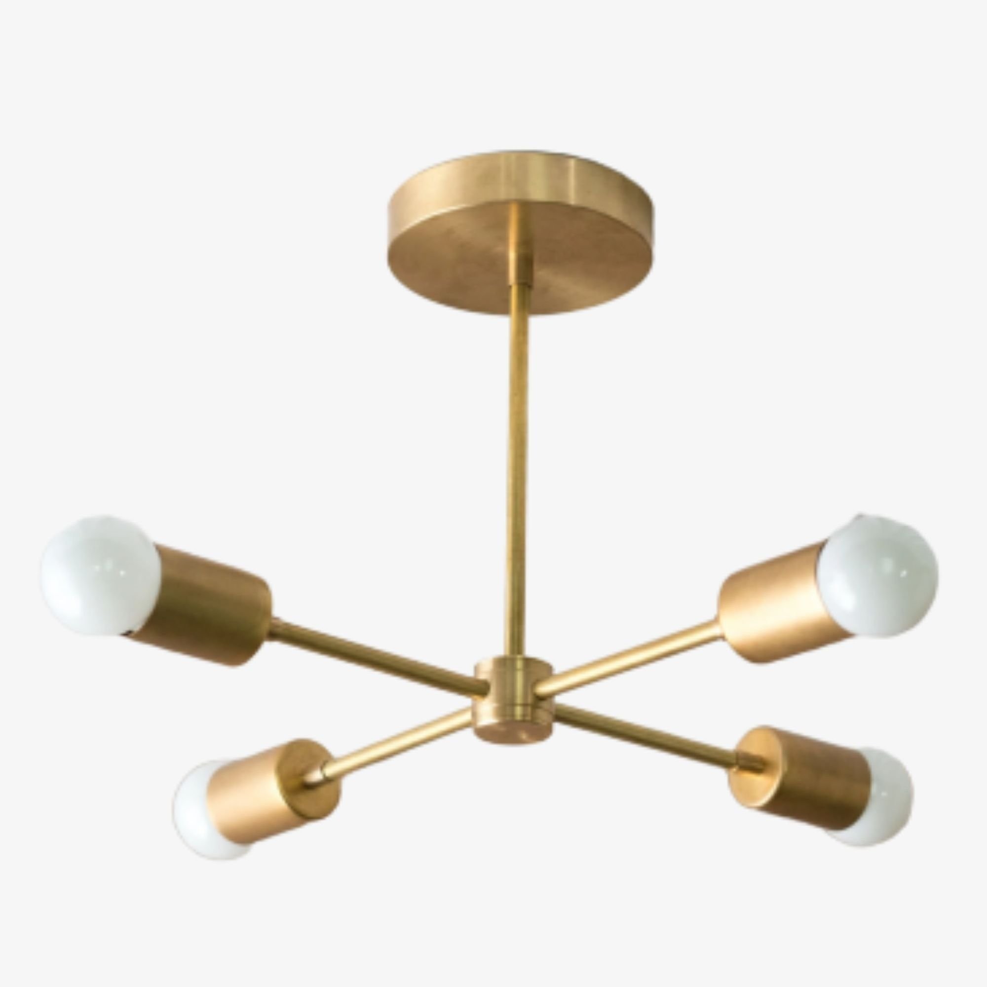 Mobilux Line Mid Century Gold Sputnik Chandelier - Geometric Brass Fixture T325