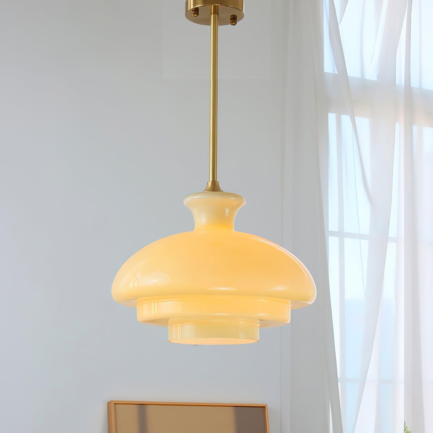 Round Yellow Stylish Simple Glass Pendant Lamp M520