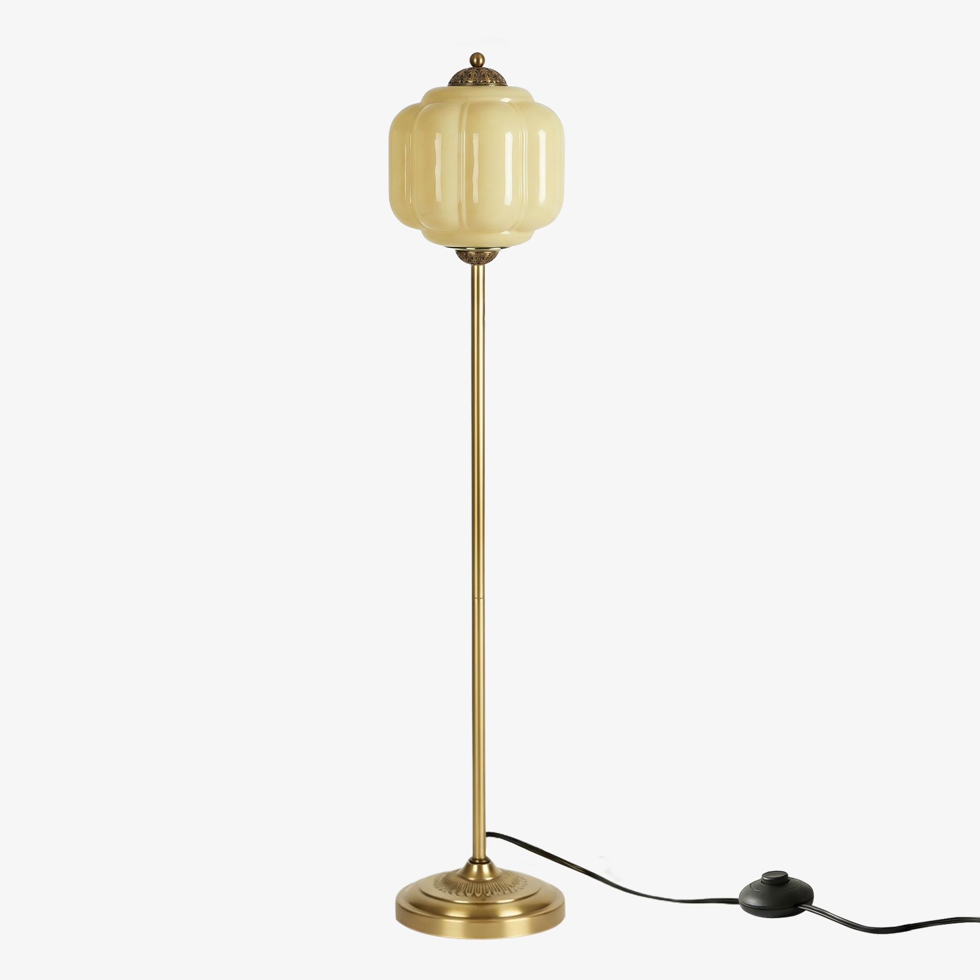 Eloise Pumpkin Glass Floor Lamp - Retro Lighting for Living Room T1169