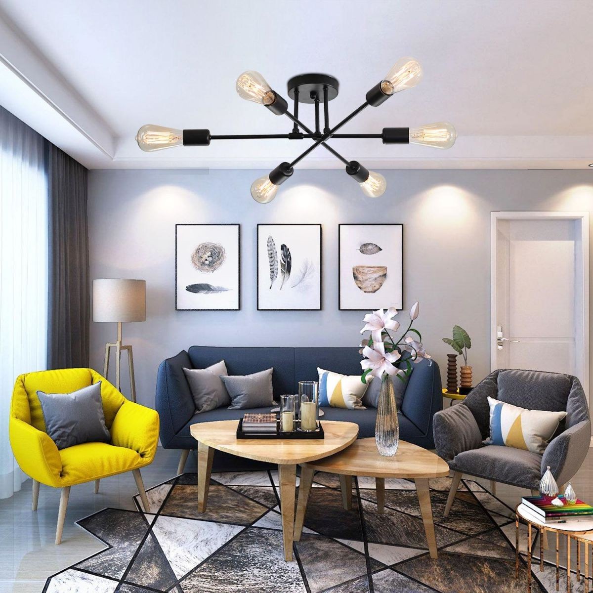 Nordic Semi Flush Mount Sputnik Ceiling Lamp S126