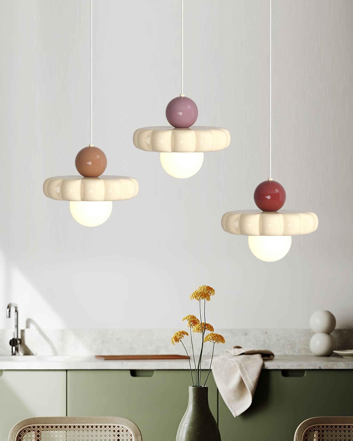 Cream Style Long Line Pumpkin Texture Pendant Lamp M173