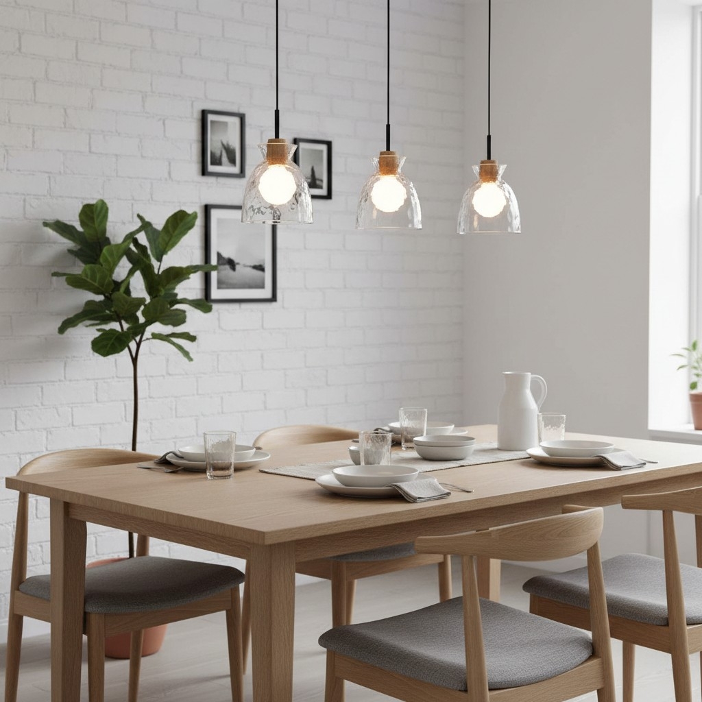 Quenora Textured Ripple Glass Pendant Light - Modern Style Pendant for Living Room U23
