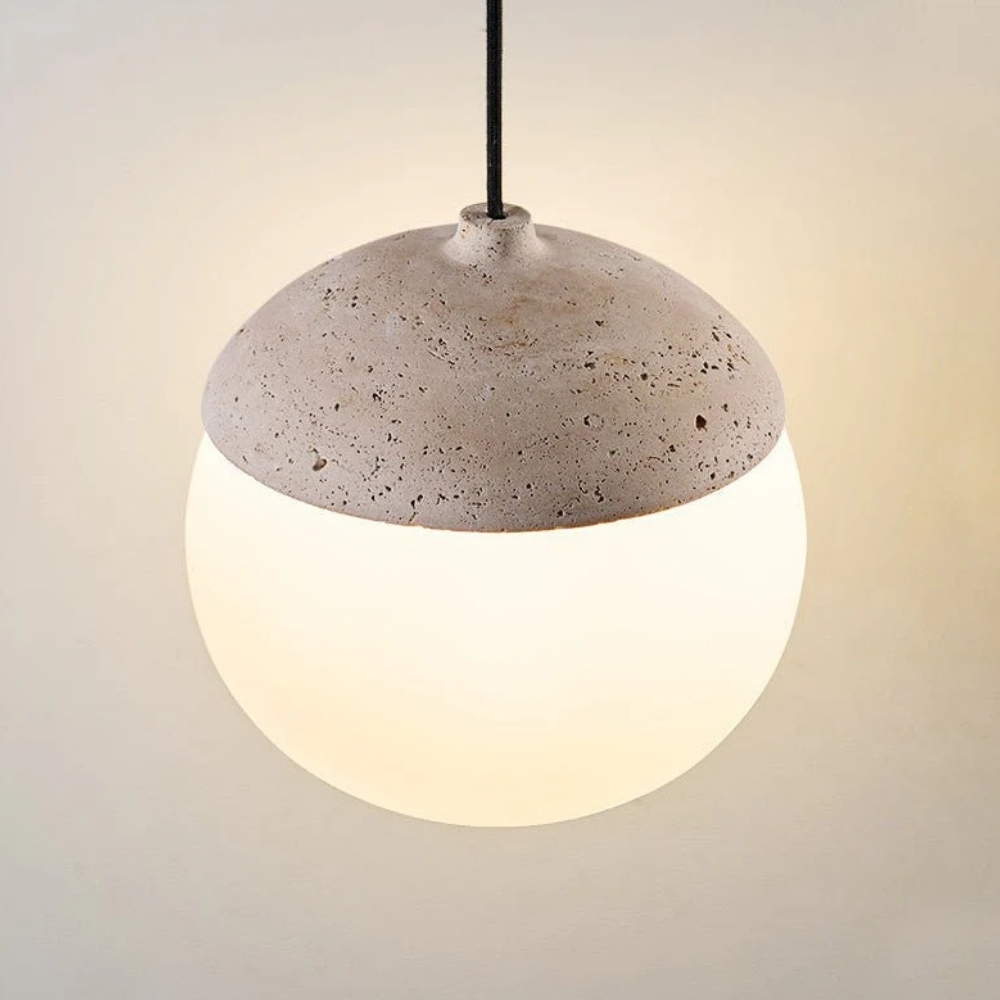 Orbaltis Modern Orb Cluster Pendant - Natural Stone and Glass Hanging Lamp for Living or Kitchen T1106