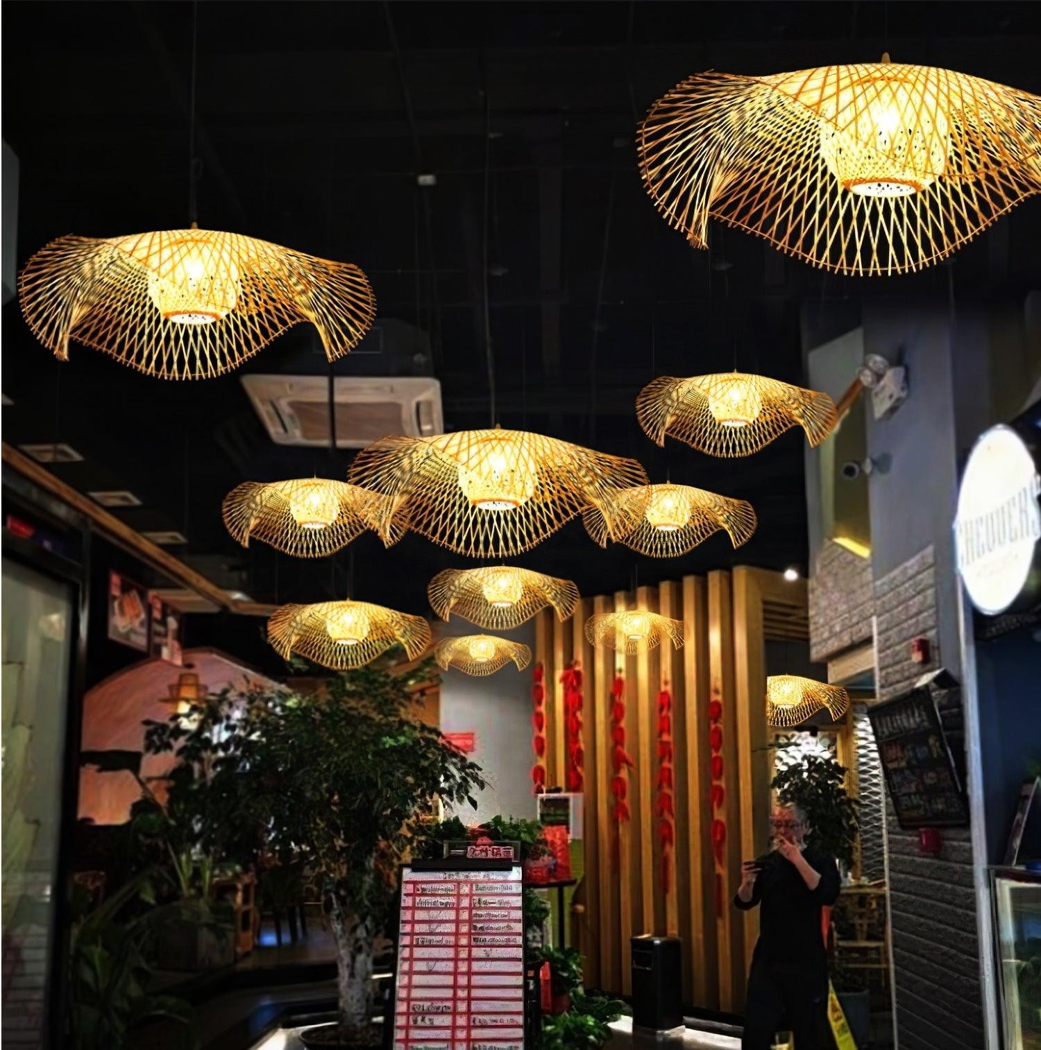 Bamboo Lotus Leaf Pendant Lamp P004
