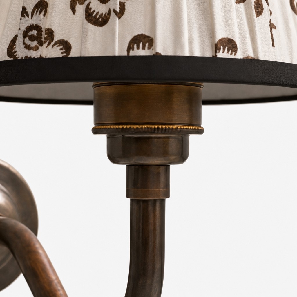 Cottaloy Vintage Fabric Curved Arm Wall Lamp for Living Room or Bedroom T2249