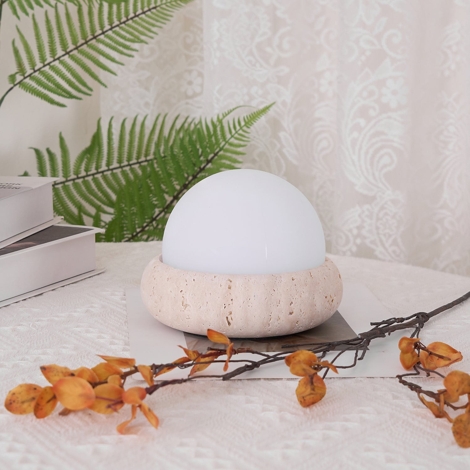 Modern Travertine Cute Mini Orb Table Lamp G40