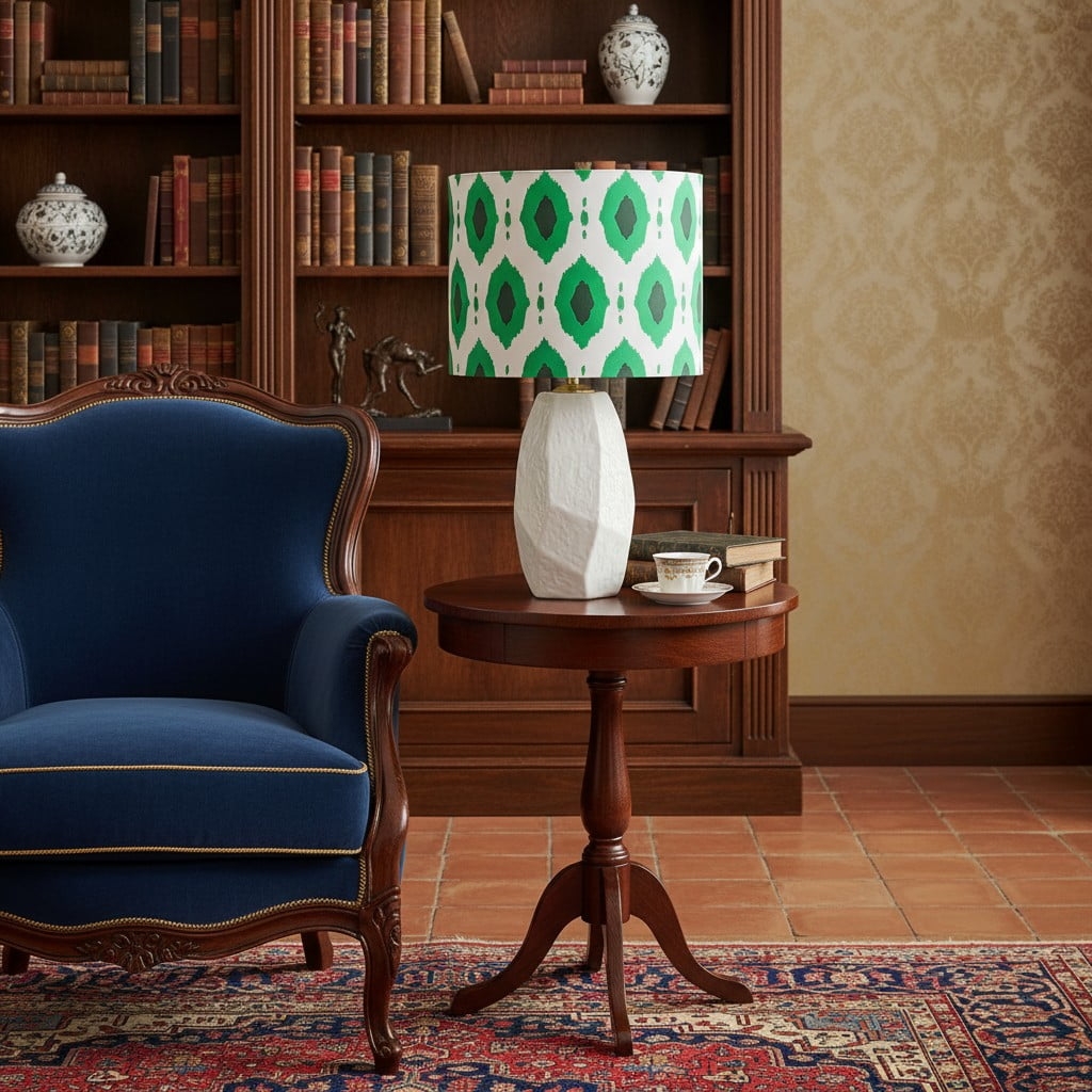 Arivane Decorative Ceramic Lamp - Fabric Shade Side Table Light T1183