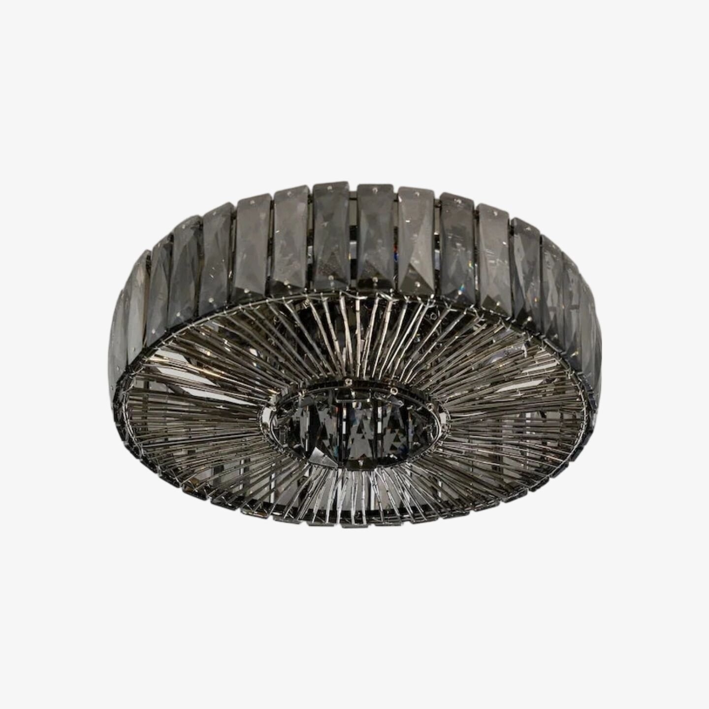 Glomar Glass Round Flush Ceiling Light - Modern Metal Glass Finish Living Areas T542