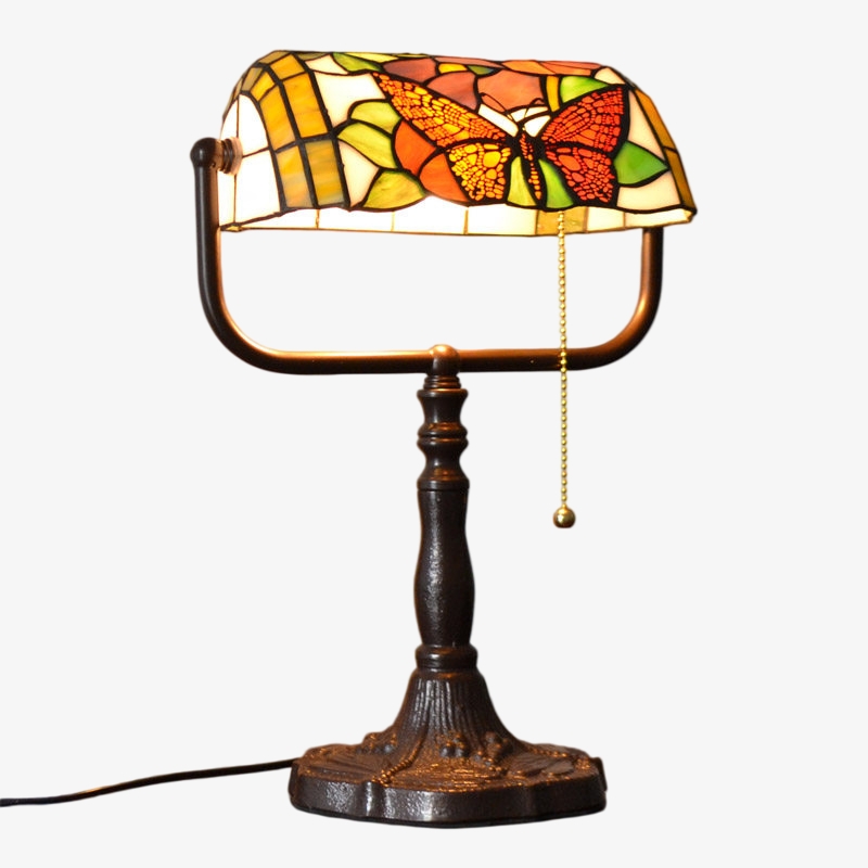 TF Tivanny Floral Stained Glass Desk Lamp - Vintage Table Light for Bedroom Study Living Room T2223