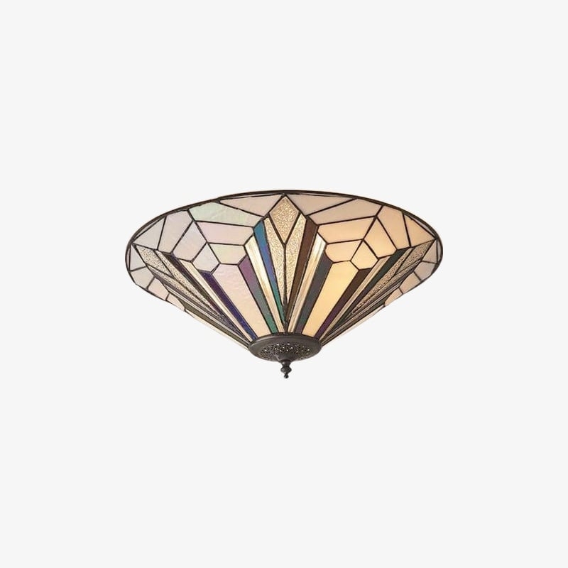 TiffStar Elegant Art Glass Ceiling Light – Vintage Flush Lamp for Living Rooms T634
