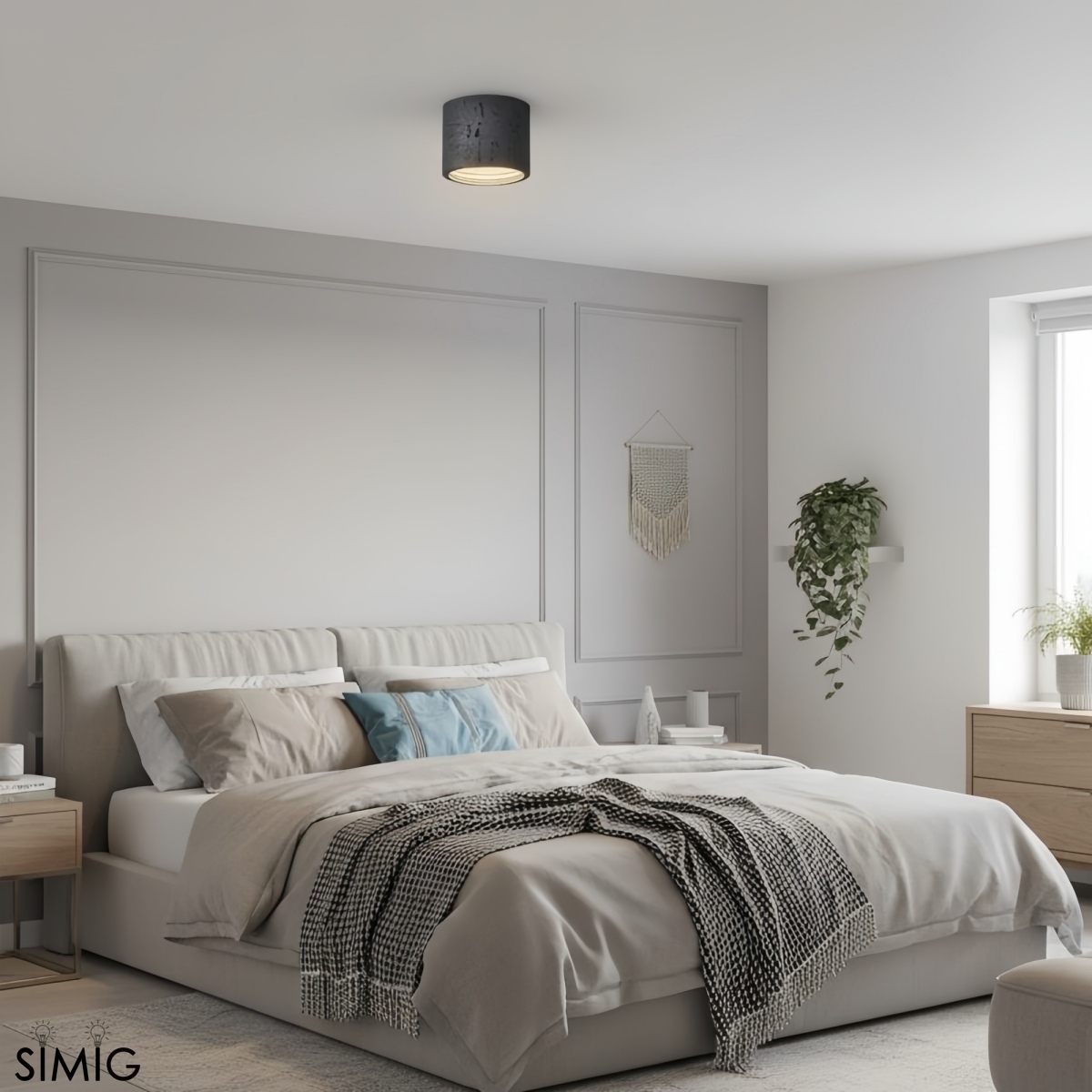 Cylindrical Ceiling Light - Modern Travertine Living Room M72