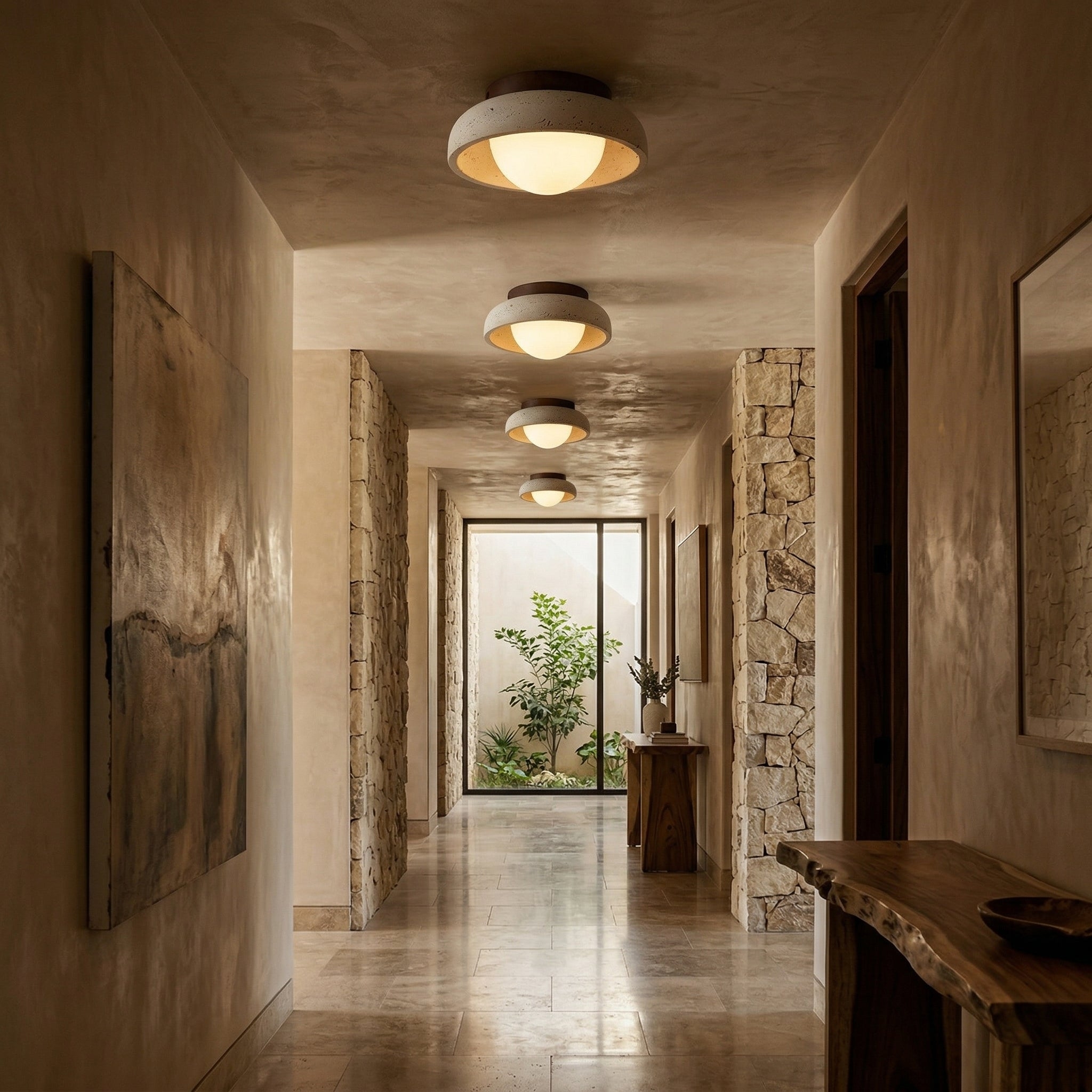 Piedra Travertine Ceiling Lamp T1906