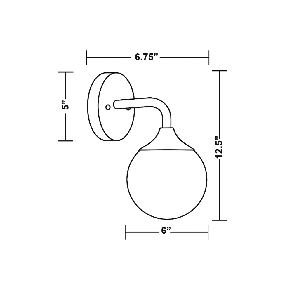 Glorica Glass Wall Sconce - Frosted Globe Light with Brass Fixture T395