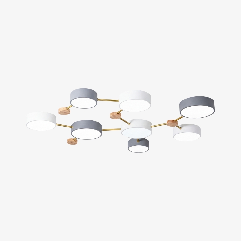 Contemporary LED Ceiling Lamp - Nordic Circle with Wood Branches for Bedroom S382