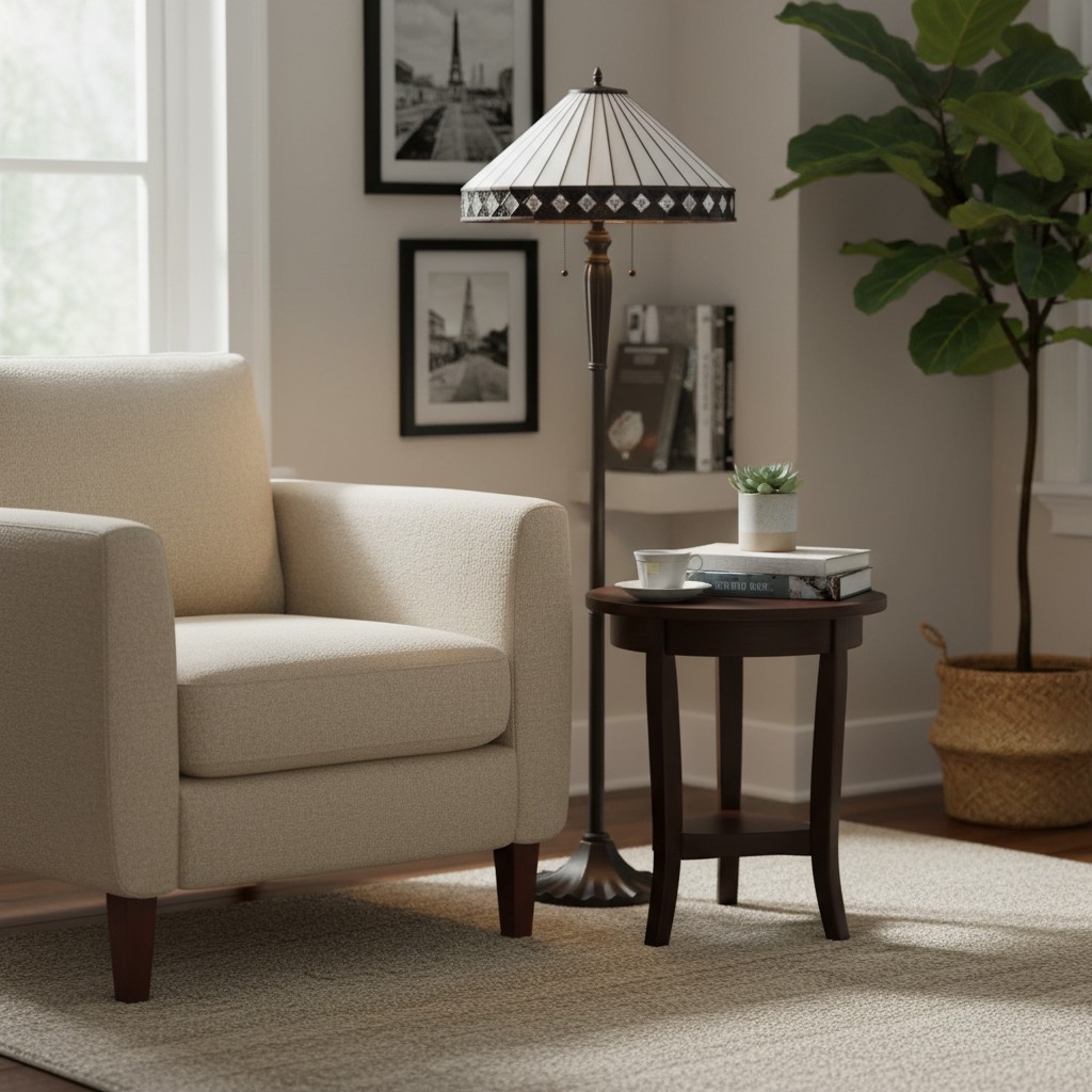 TiffStar Art Glass Floor Lamp with Ornamental Pattern Shade - Standing Light for Living Rooms T943