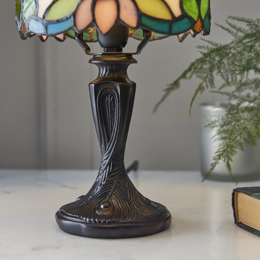 Calyra Vintage Floral Stained Glass Table Lamp - Art Deco Tiffany Style Accent Light for Bedside and Living Room T892