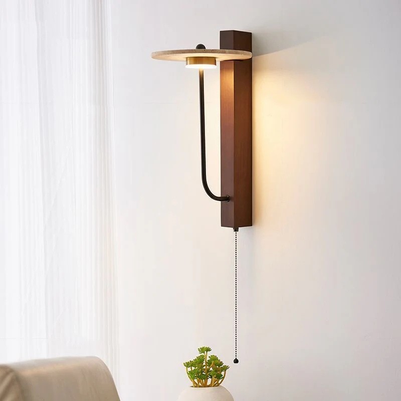 Retro Umbrella LED Wall Light with Solid Wood - Warm Accent Lighting S329