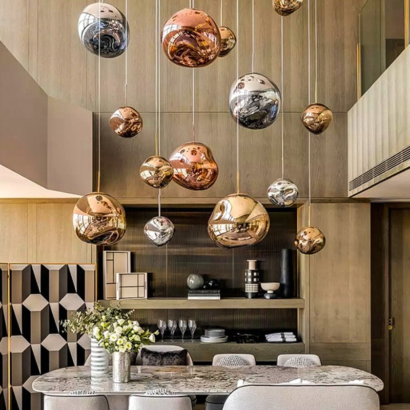 Glass Dynamic Pendant Light - Artistic Metallic Glow Pendant for Dining Area S54