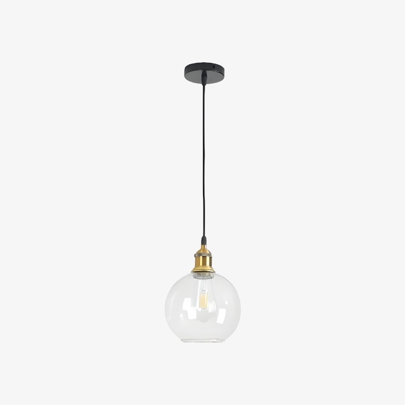 Glavena Vintage Glass Globe Pendant Light - Metal Details Hanging Light for Dining Rooms T1085