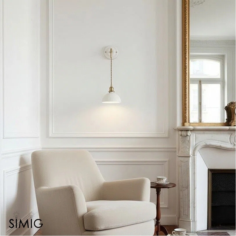 Elegant Ceramic Wall Sconce – Minimalist Modern Lighting for Living Rooms T449